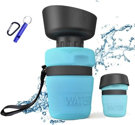 Fiaschetto portatile per animali domestici, 520 ml, bottiglia per cani da viaggio, bottiglia per cani da campeggio, BPA libero, per campeggio, escursioni, blu