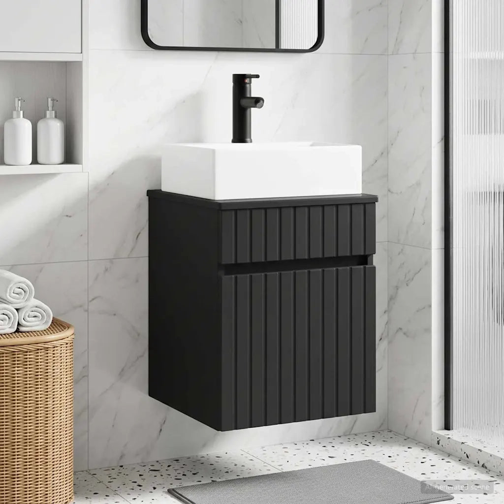 Mobile Lavabo da Parete Nero 39 x 41 x 62,5 cm 890573