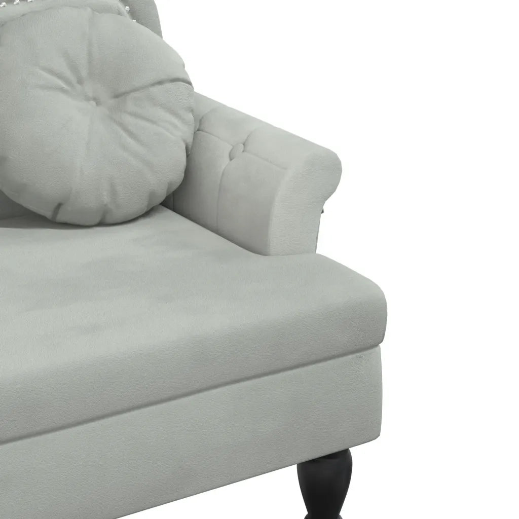 Panca con Cuscini Grigio Chiaro 120,5x65x75 cm Velluto 372140
