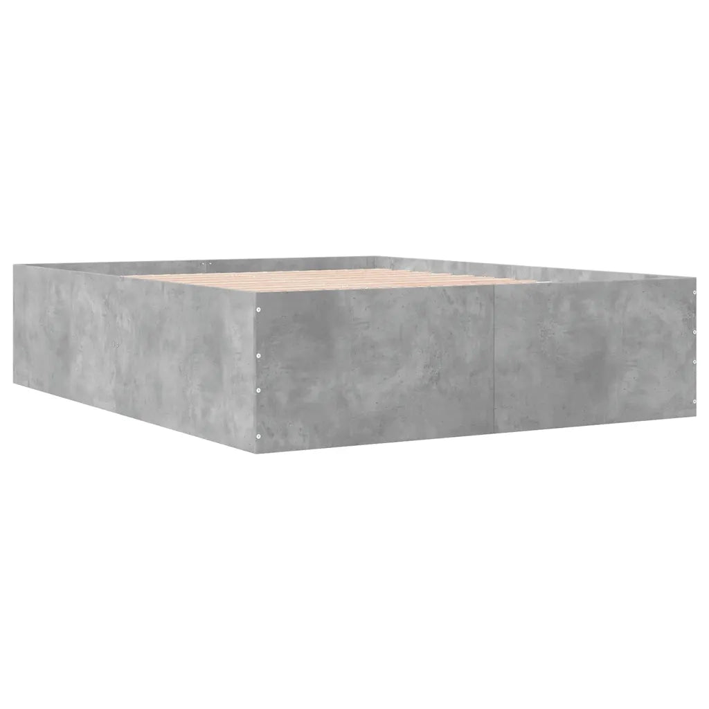 Letto matrimoniale | Letto per adulti | Giroletto Grigio Cemento 150x200 cm in Legno Multistrato