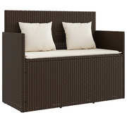Panchina da Giardino | Panca da Giardino con Cuscini Marrone in Polyrattan