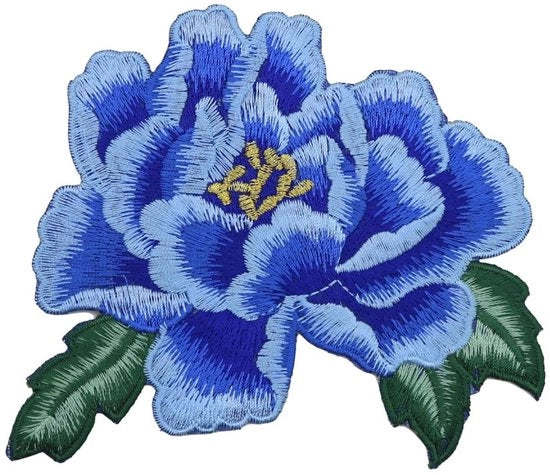 Decorazione per Abbigliamento a Maglia - Pioenroso Blu - Applicato - 13 x 12 cm - Patch in Tessuto