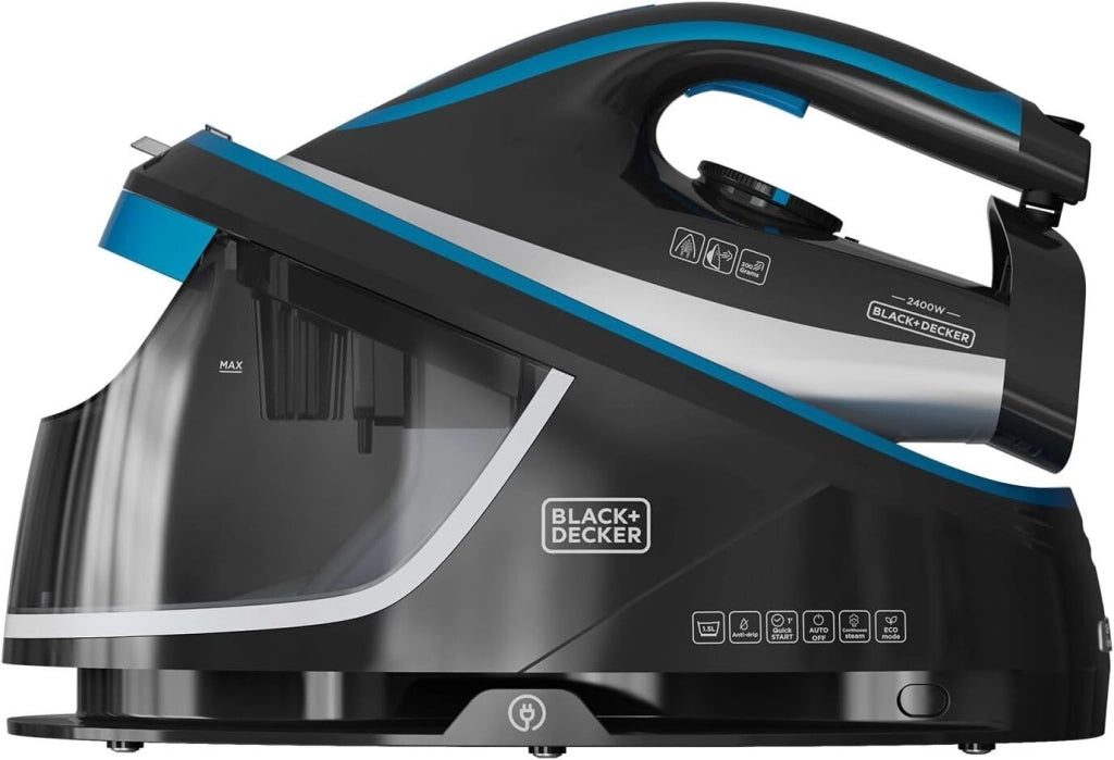 Black+decker BXSS2401E Ferro da stiro con caldaia 2400W vapore continuo 200g-min serbatoio 1.5L piastra ceramica colore Nero