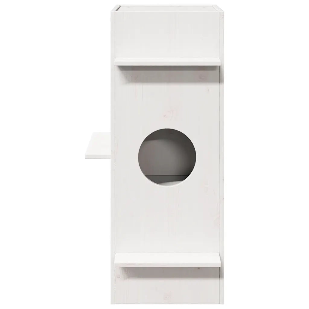 Cuccia per Gatti Bianca 43x43x90 cm in Legno Massello di Pino 859299