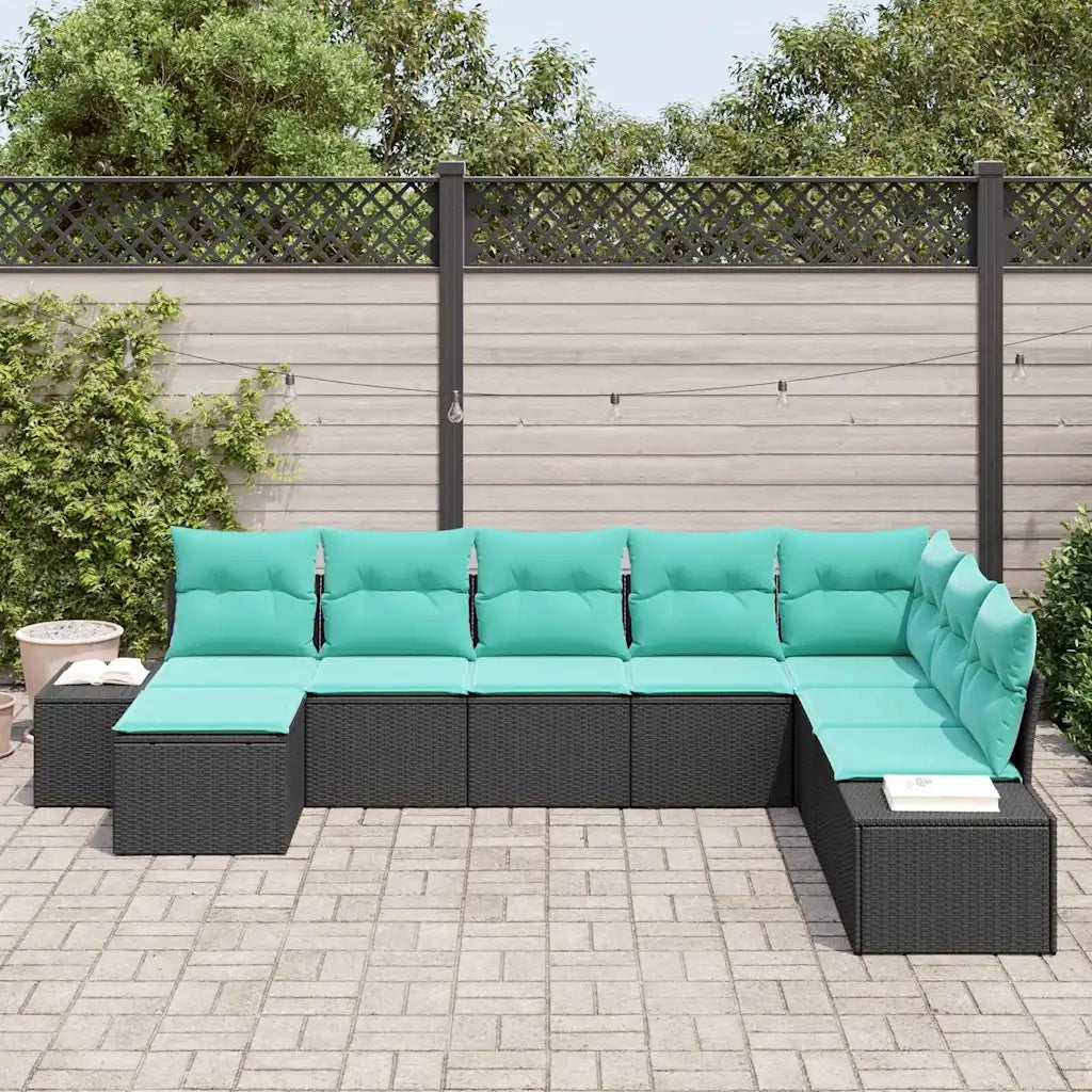 Set Divano da Giardino 8 pz Nero polyrattan 3347186