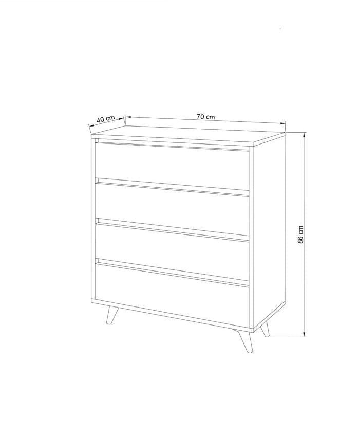 Cassettiera in legno "Suvera" - 70 x 40 x 86 cm - Travertino