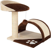 Catino basso con pallone di peluche e becco per gatto 43 cm alto - Posto di riposo comodo per gatti piccoli e grandi - Moka/cenere