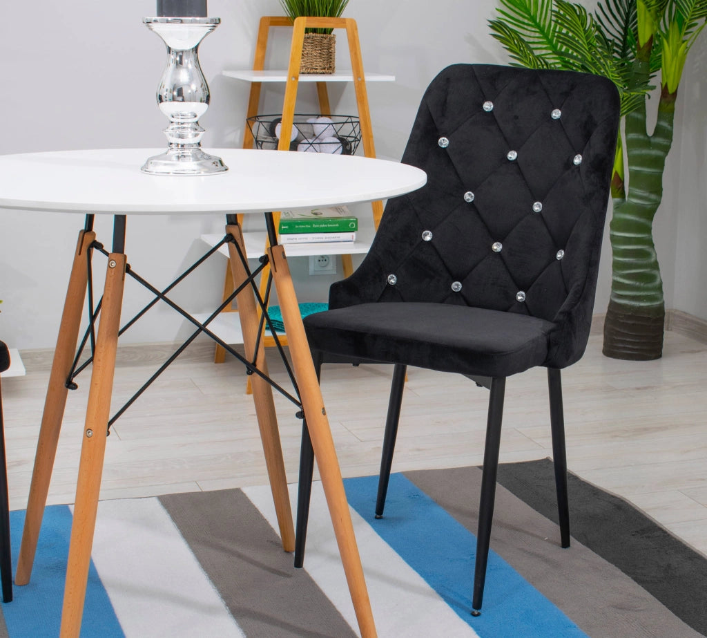 Sedia Valora REMI in velluto nero con gambe in metallo x2