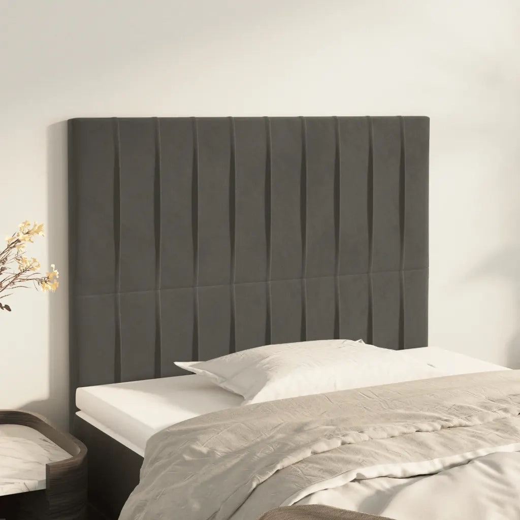 Testiera-Testata Decorativa Grigio Scuro 80x5x118/128 cm Velluto 316741
