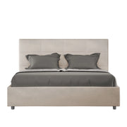 Letto Matrimoniale 160x200 cm con Rete e Contenitore Giroletto con Alzata Comoda Imbottito in Microfibra Mika Sabbia