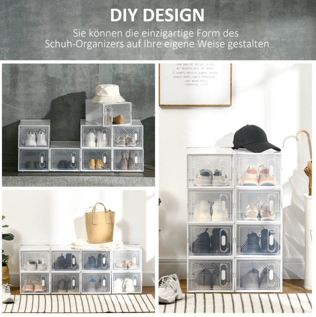 Scarpiera modulare in plastica trasparente con 8 vani 25x35x19 cm