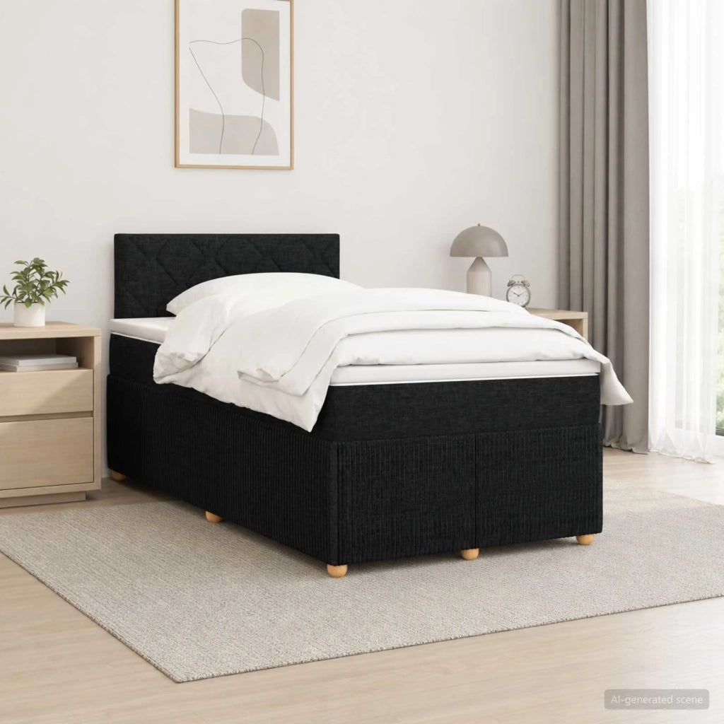 Letto box spring con materasso Nero 120 x 190 cm Tessuto 3452892