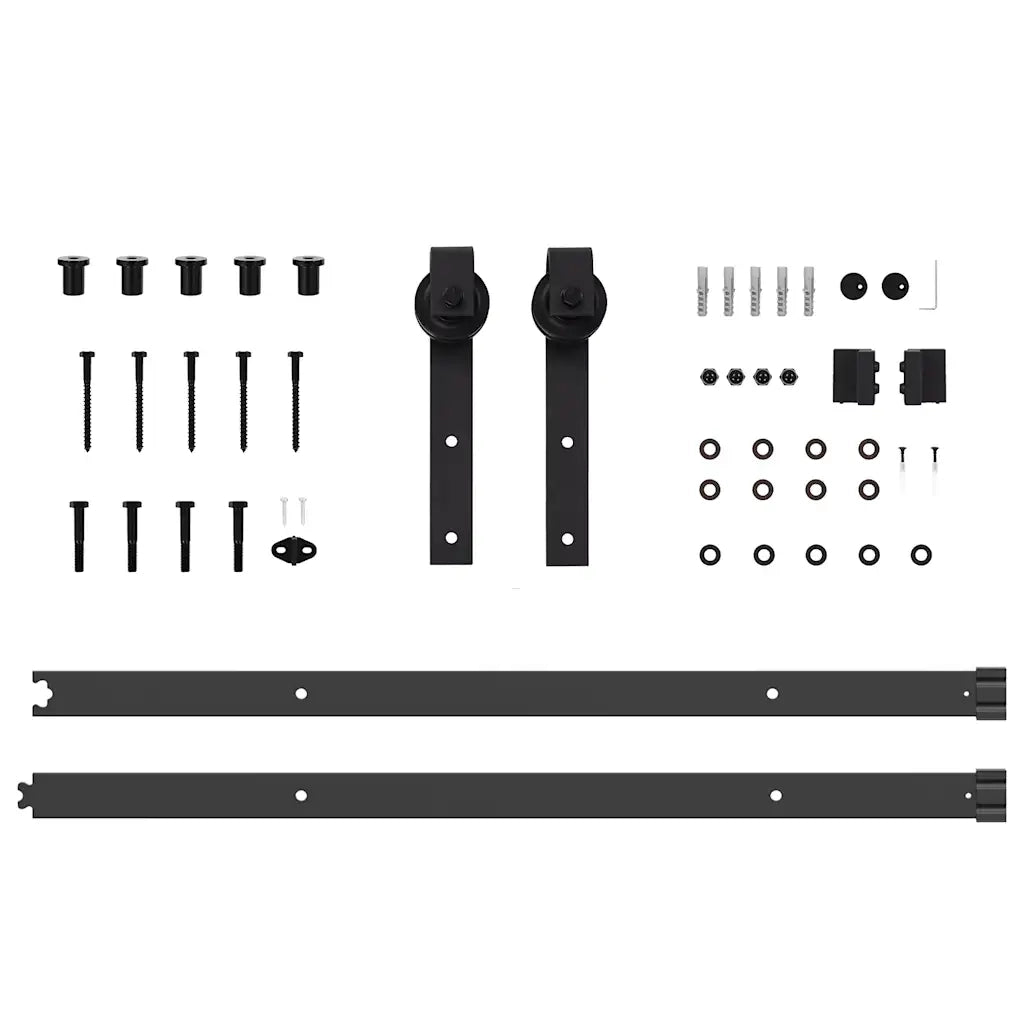 Kit di Binari per Porte Scorrevoli 213,5 cm Acciaio Nero