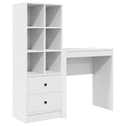 Scrivania | Tavolo da Ufficio con cassetto con lo scaffale 2 pz Bianco