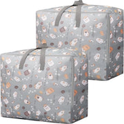 Set di 2 Opzioni di Stoccaggio Extra Grandi da 105L con Cerniera Opzioni di Stoccaggio Opportune Extra Grandi per Opzioni di Stoccaggio Opportune per Letti, Abbigliamento, Coperte, Cuscini