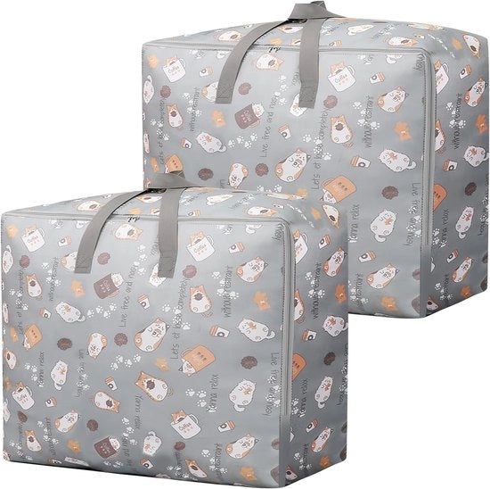 Set di 2 Opzioni di Stoccaggio Extra Grandi da 105L con Cerniera Opzioni di Stoccaggio Opportune Extra Grandi per Opzioni di Stoccaggio Opportune per Letti, Abbigliamento, Coperte, Cuscini