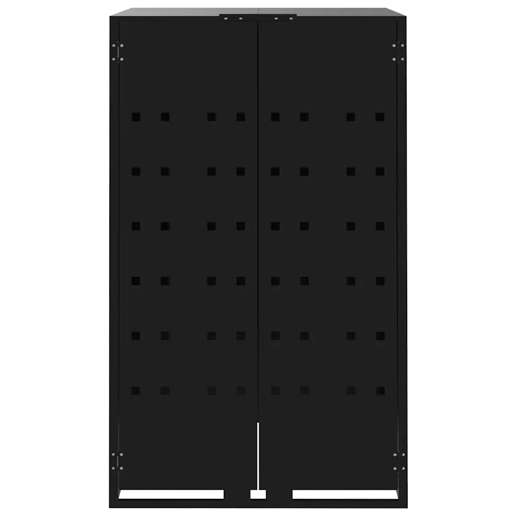 Copribidone con Ruote per Bidone Singolo Nero 69x79x117 Acciaio CFW1178892