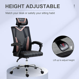 Sedia Direzionale da Ufficio 58x62,5x112-120cm in Tessuto a Rete Nera