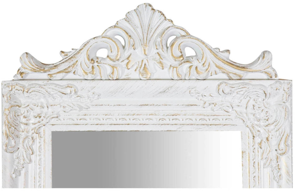 Biscottini Specchiera da terra finitura bianco anticato L43xPR3,5xH178 struttura legno.