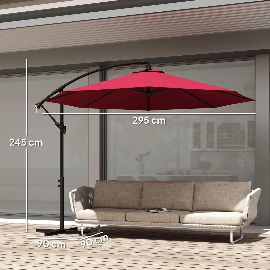 Ombrellone da Giardino Octagonale Inclinabile ¨C zephmum ¨C 3 x 2.5 m, Rosso Bordo