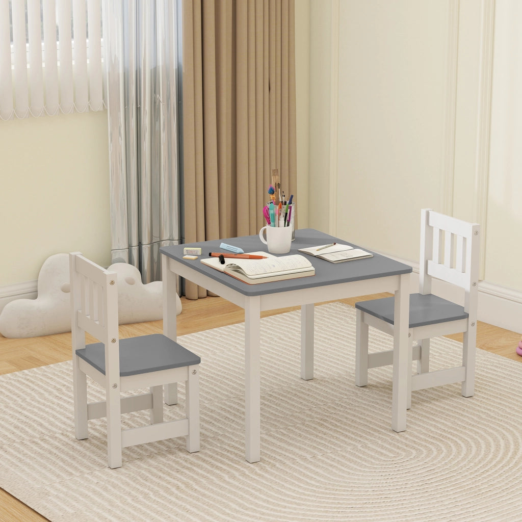 Tavolo e Sedie per Bambini in Legno ¨C zephmum ¨C Grigio e Bianco
