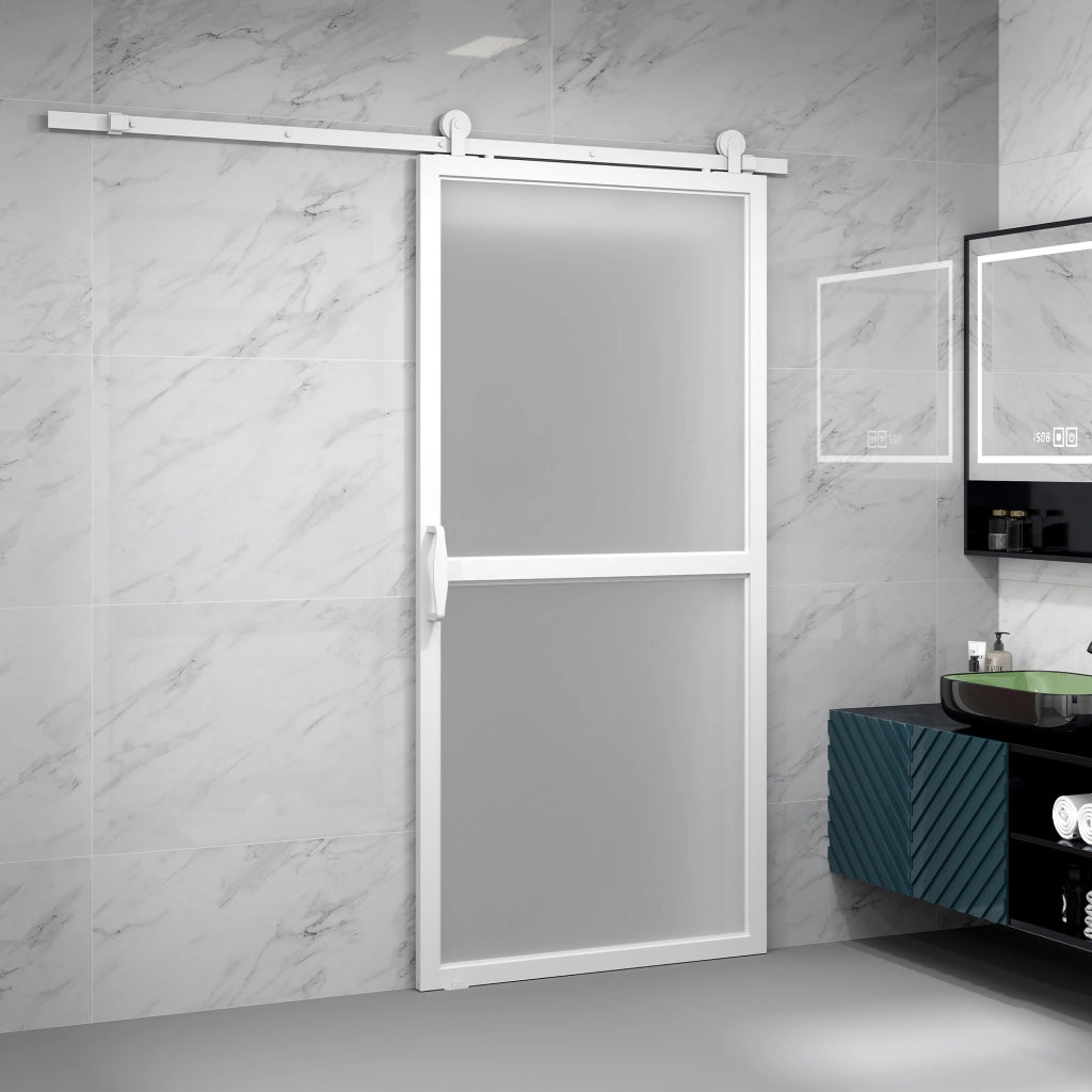 Kit Accessori Porte Scorrevoli 200 cm con 2 Guide e Binari ¨C zephmum ¨C Bianco