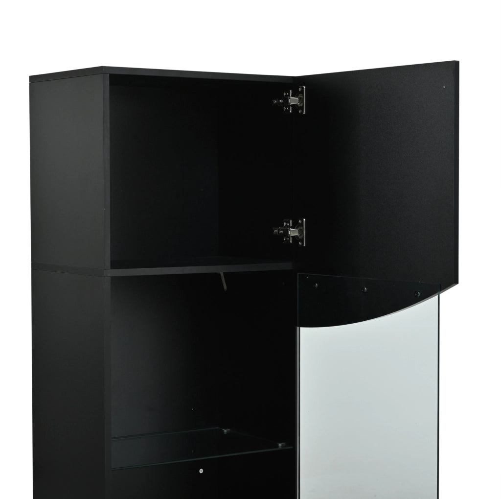 Vetrina ULEVR 35x50x165 cm con 4 ripiani, LED USB e vetro temperato, nero lucido