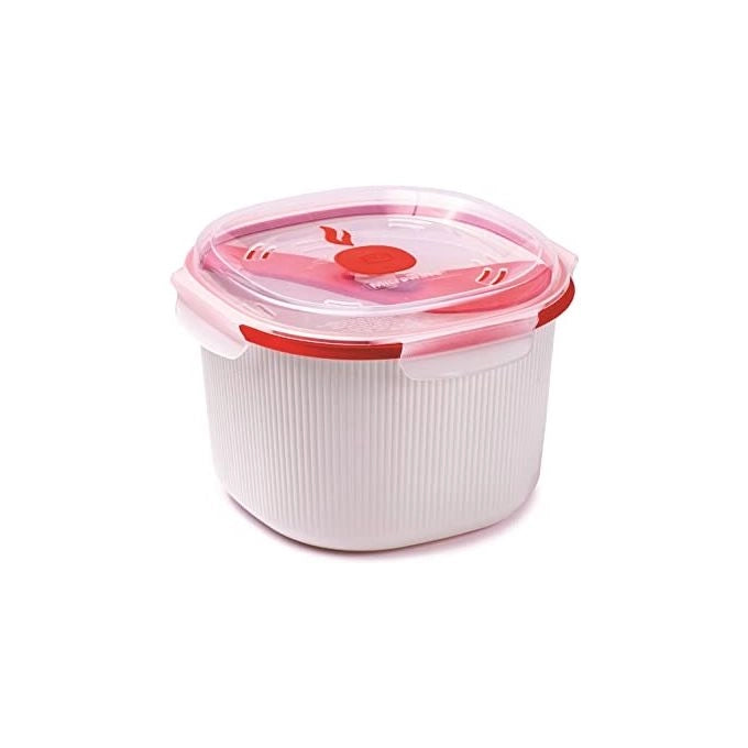 Snips 000849 Cuociriso a Vapore per Microonde 2,7 L con Vassoio e Spatola colore Rosso Trasparente Bianco