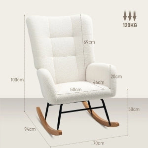 POLTRONA A DONDOLO 70 x 94 x 100 cm Teddy Bianco crema