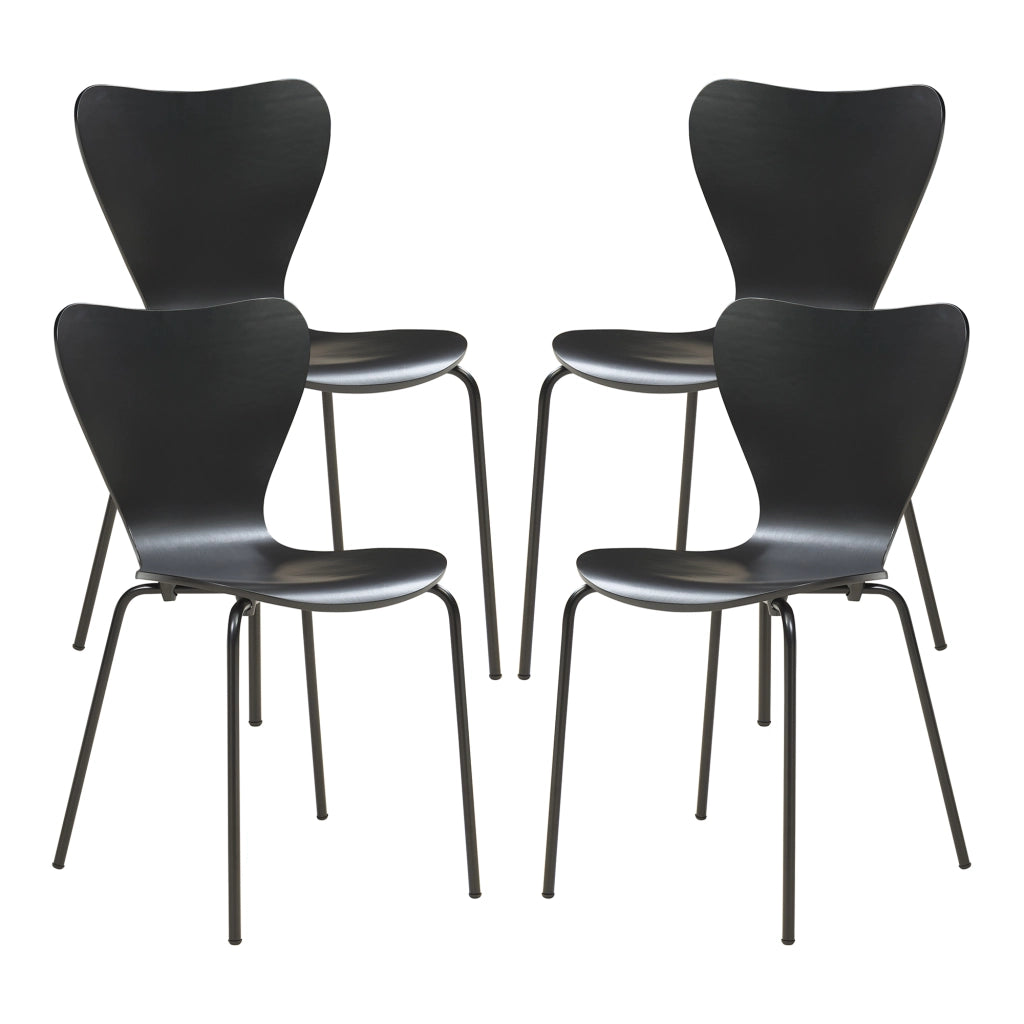 Set di 4 Sedie da Sala Essunga Impilabili - Nero [en.casa]