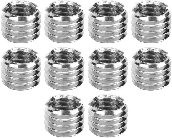 Inserti a filo 10 pezzi - Riduttore M6/M8 - Fermo a vite in acciaio inossidabile - Lunghezza 6 mm - Alta qualità - Struttura stabile - Vite a filo