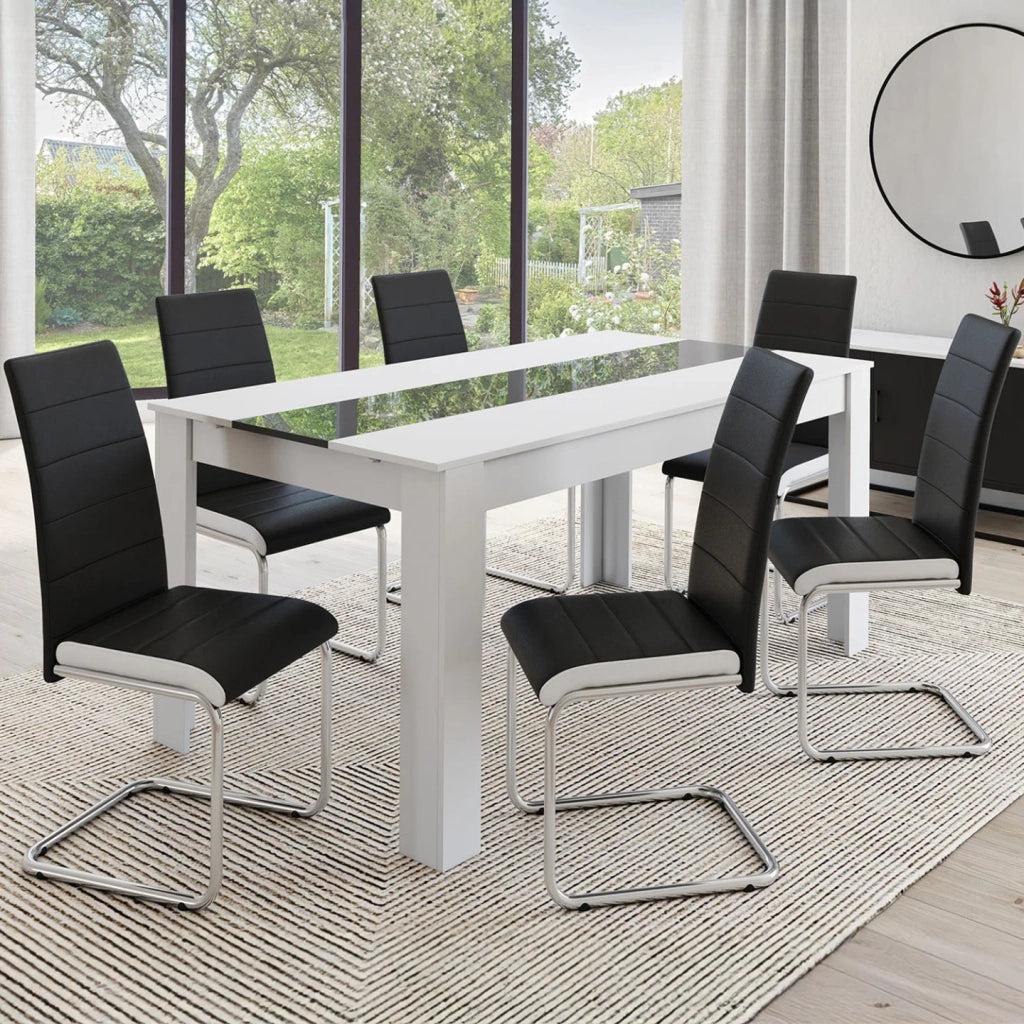 IDMarket - Set di 6 sedie da pranzo MIA nere con finiture bianche