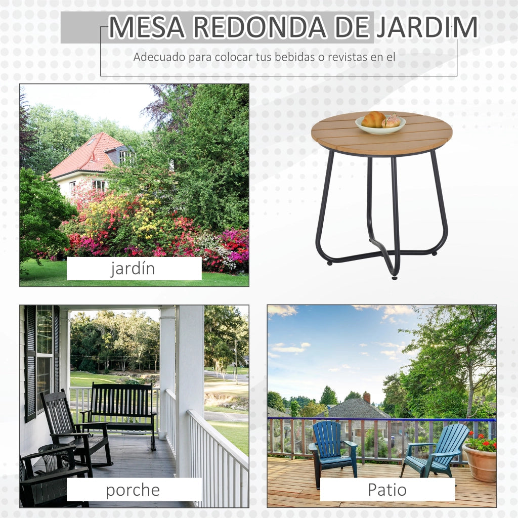 Tavolino da giardino rotondo in legno con gambe regolabili ¨C zephmum ¨C ?49x48 cm nero