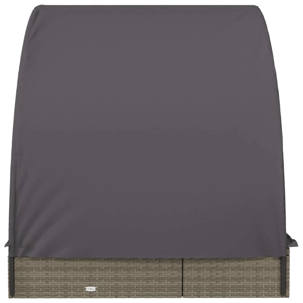 Lettino prendisole chaise longue a 2 posti con baldacchino rotondo 211 x 112 x 140 cm grigio 02_0012191