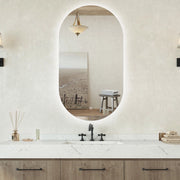 Specchio bagno ovale 50x90 cm con led. Dimmerabile + Touch Control + Bordo non sabbiato + IP44