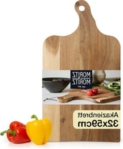 Piatto da servire con maniglia in legno - Grande formato - 59x32x2 cm - Piatto da colazione e formaggio in legno di acacia antibatterico - Piatto da cucina duraturo