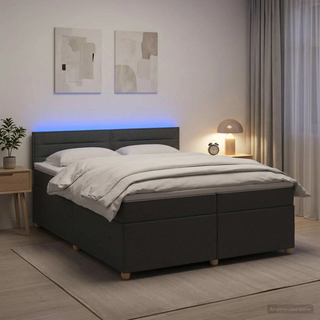 Letto box spring con materasso Grigio Scuro 200 x 200 cm 3452493