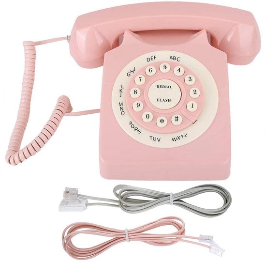 Telefoon Vintage Stile Europeo - Alta Definizione Qualità della Conversazione - Antica Telefono - Materiale ABS - Pulsanti Chiari - Uso Domestico - Telefono Fissa