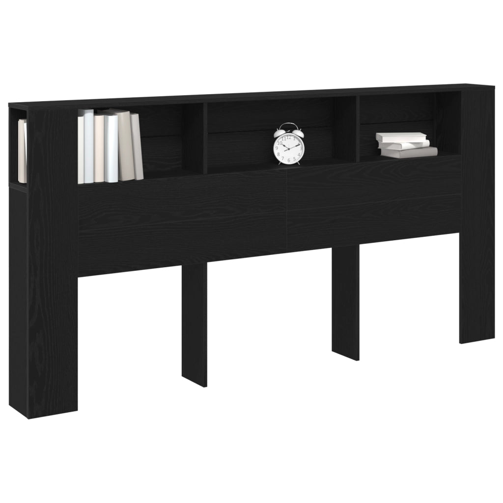 Testata letto Armadietto Nero Rovere 200x18,5x104,5 cm
