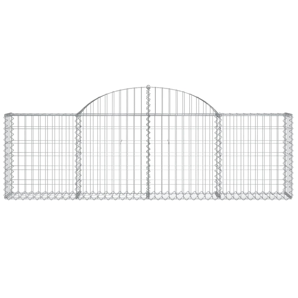 Cestini gabbioni recinzione a gabbia muro di contenimento ad arco 5 pezzi 200 x 30 x 60/80 cm ferro zincato argento 02_0040881