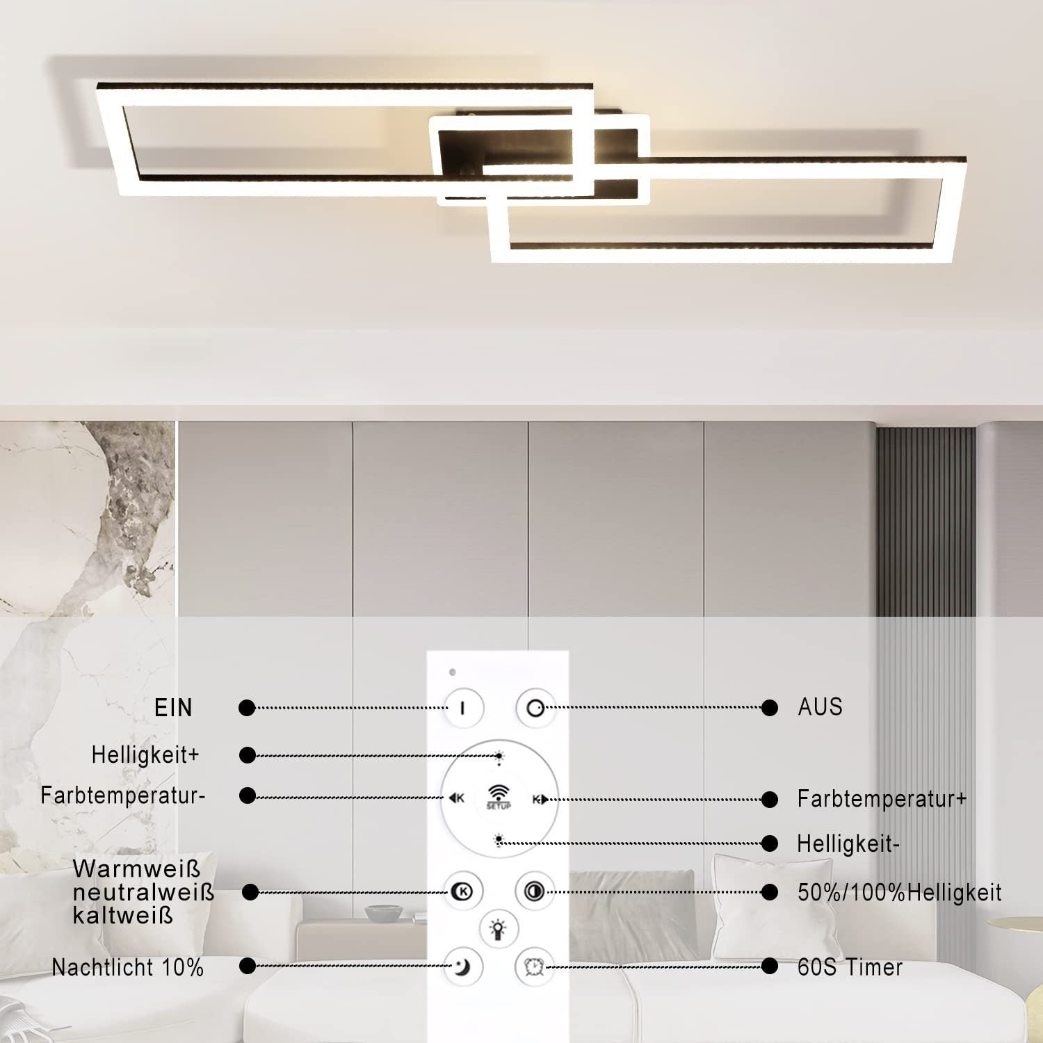 ZMH Lampada da soffitto LED in cristallo dal design moderno con telecomando - 56 W