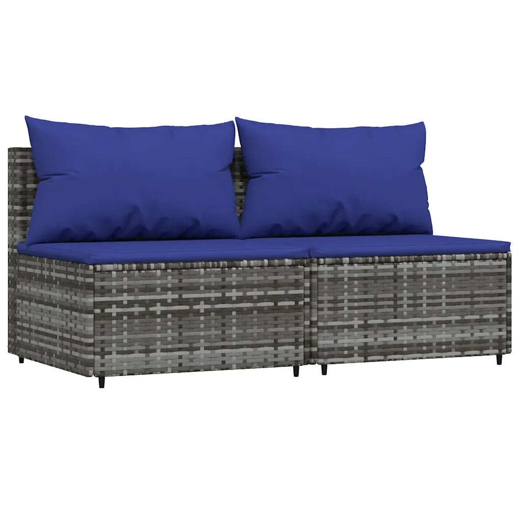 Set Divani da Giardino 3 pz con Cuscini in Polyrattan Grigio 319851