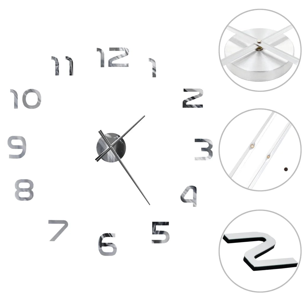 Orologio da Parete 3D in Stile Moderno 100cm XXL Argento 50634