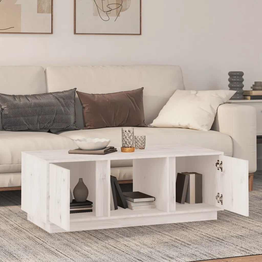 Tavolino da salotto | Tavolino da caff¨¨ | Tavolino da Soggiorno Bianco 110x50x40 cm Legno Massello di Pino