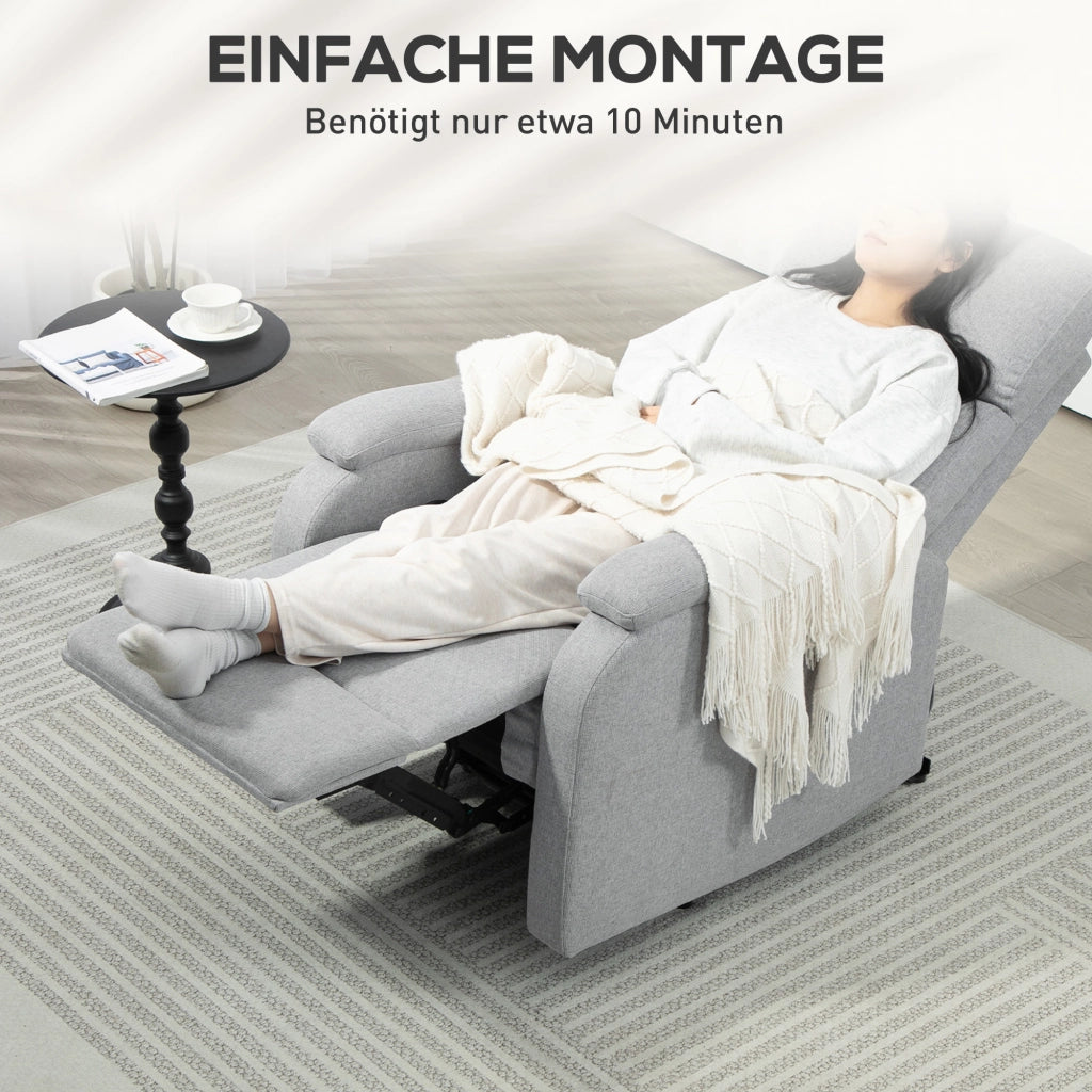Poltrona reclinabile relax con poggiapiedi e schienale regolabile ¨C zephmum ¨C grigio tessuto