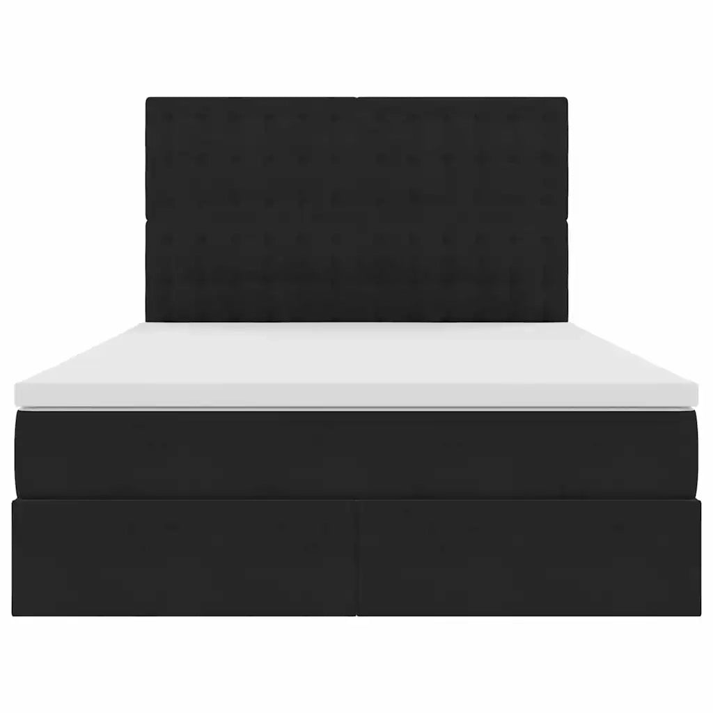 Letto con contenitore e materasso Nero 140 x 190 cm Velluto