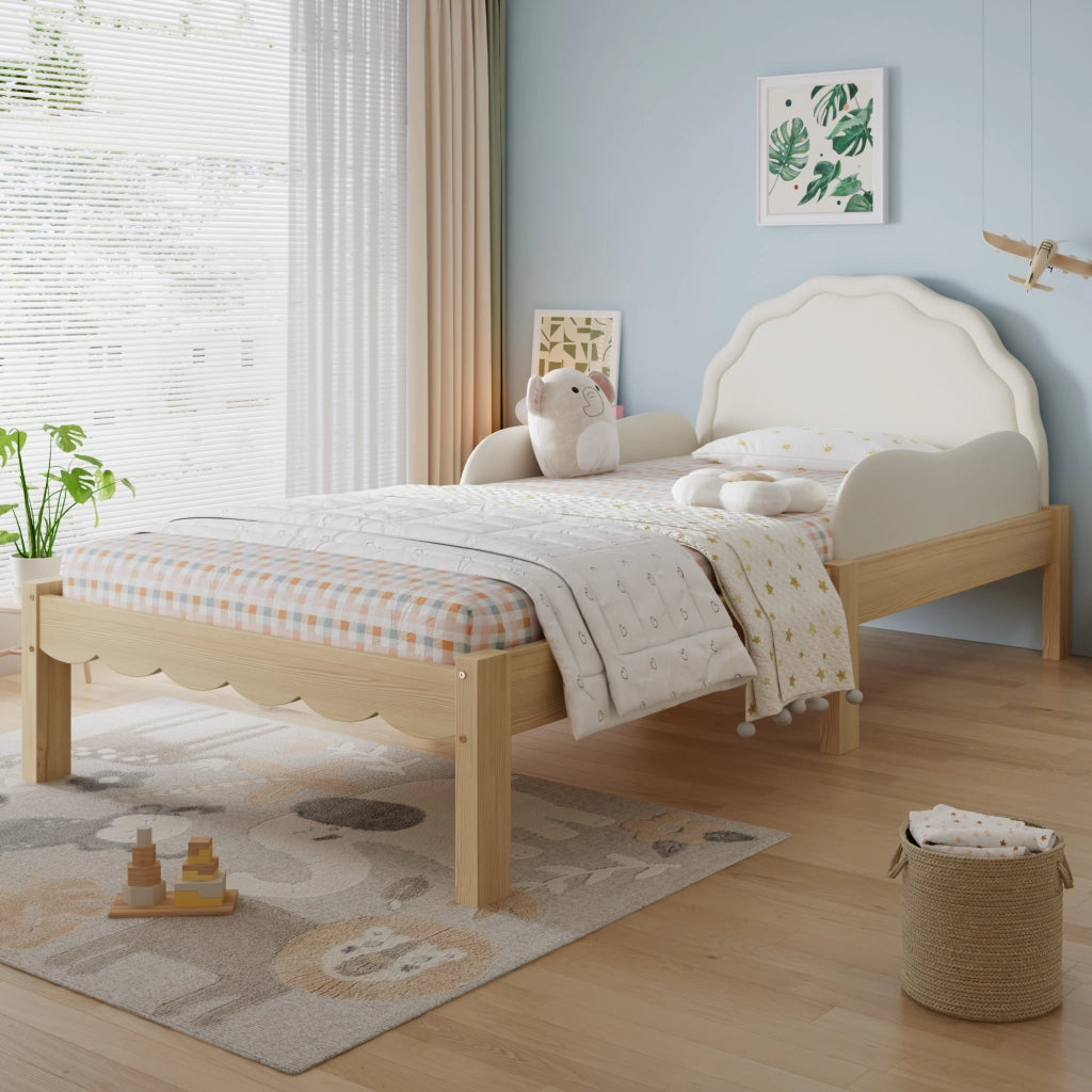 Letto imbottito per bambini 90x200 cm in legno beige