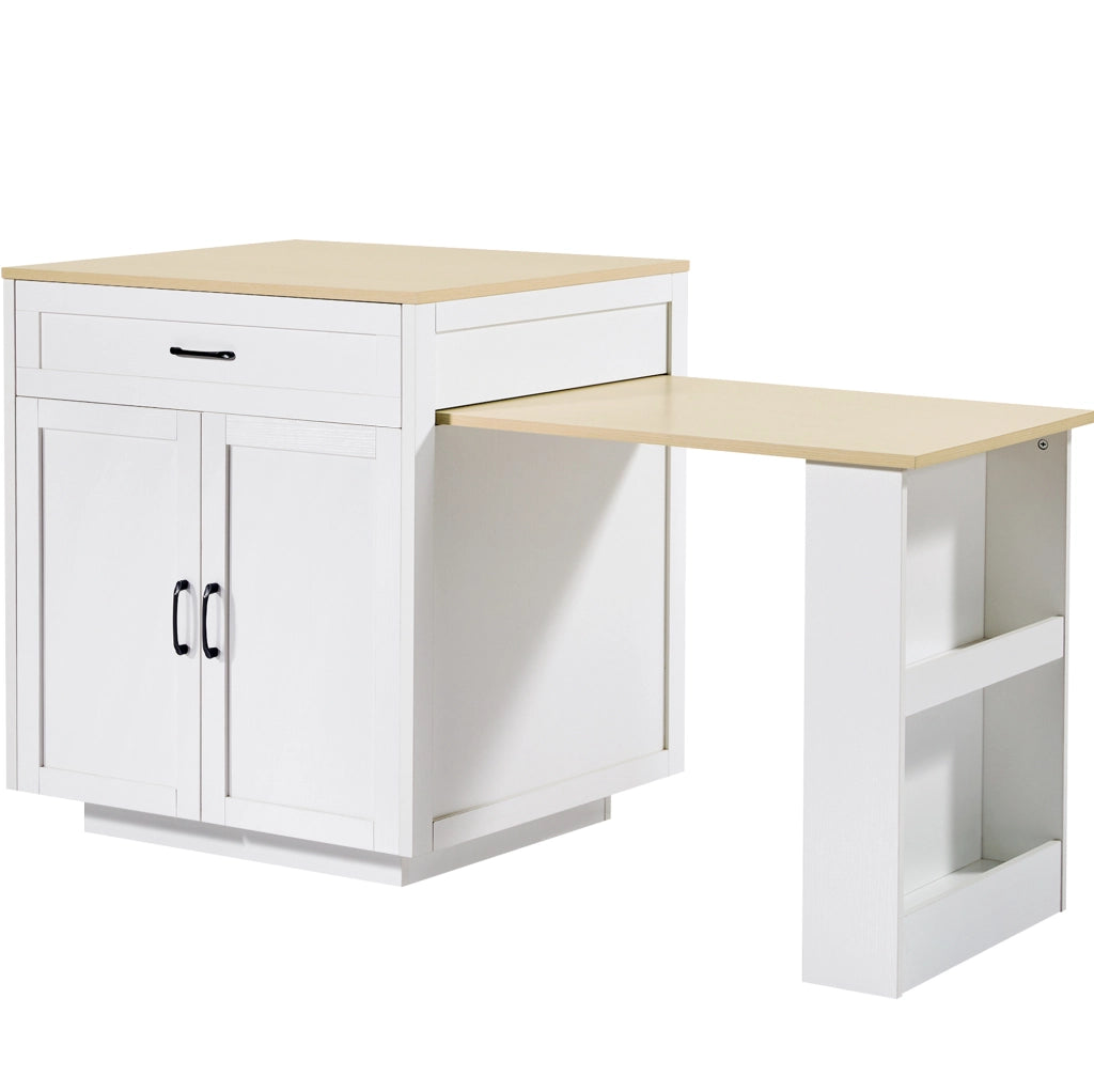 Tavolo bar allungabile 133x70x93.5 cm con contenitore in MDF bianco