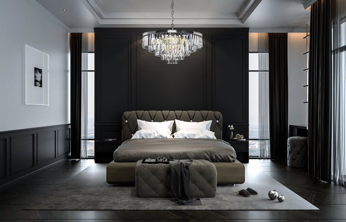 Lampada pendente Neoclassic in Metallo e Vetro Revero Cromo