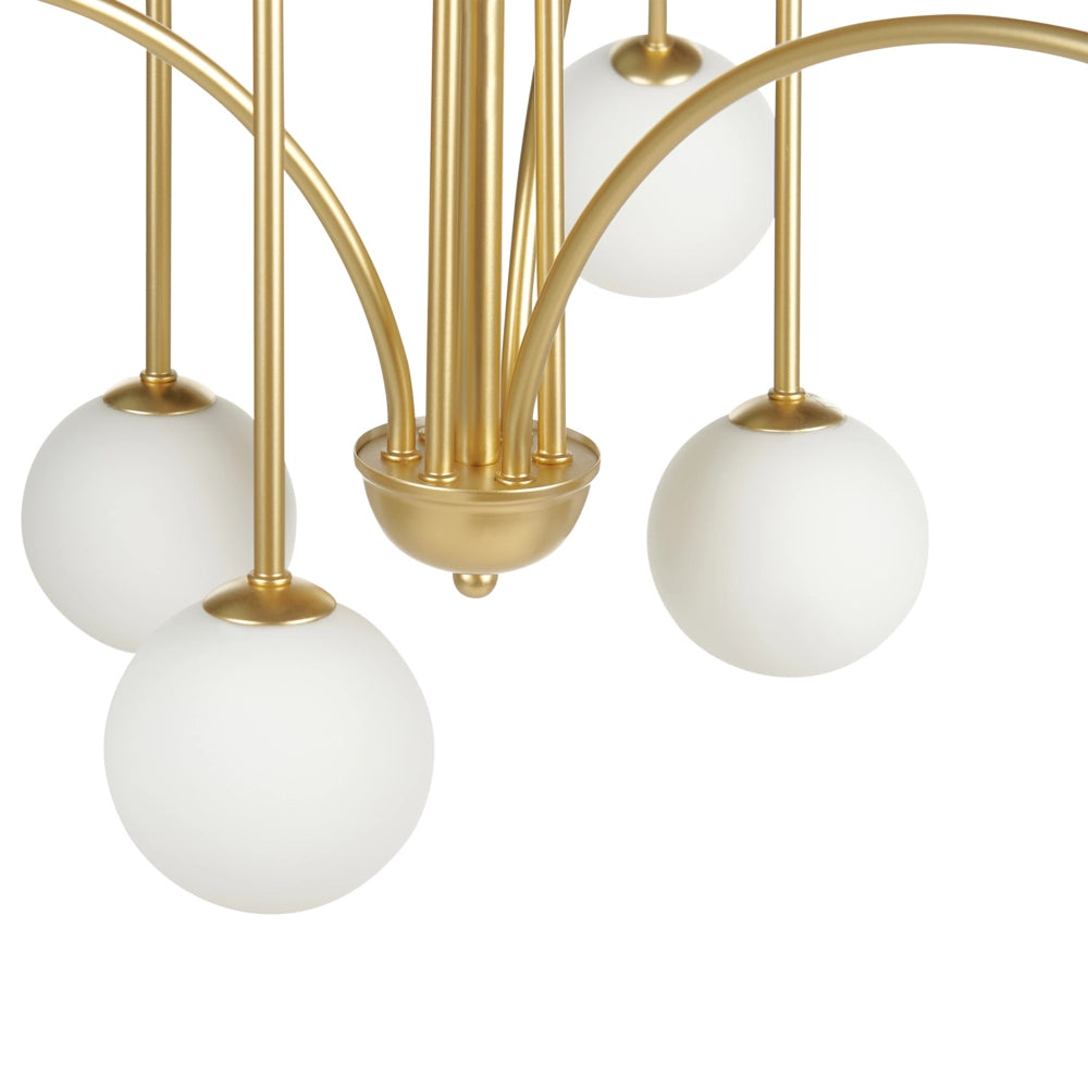 Lampadario in metallo oro e paralume in vetro stile moderno contemporaneo soggiorno sala da pranzo